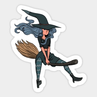 the witch on the broom Sticker